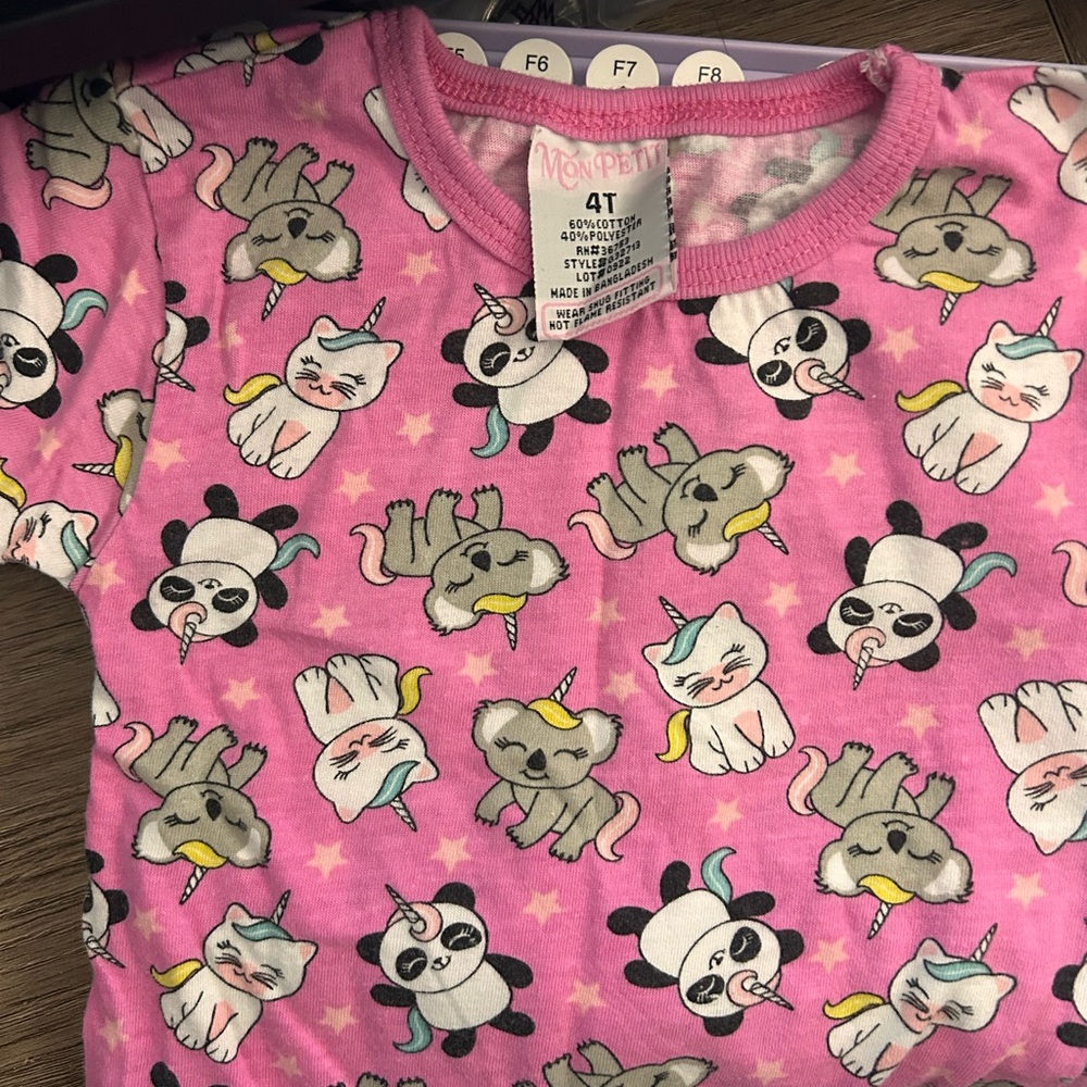Mon Petit Pink Kids Pajamas with Animal Print